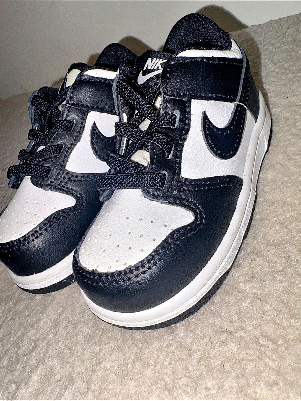 Nike Dunk Low Retro (TD) ) Kids Black & White Sneakers